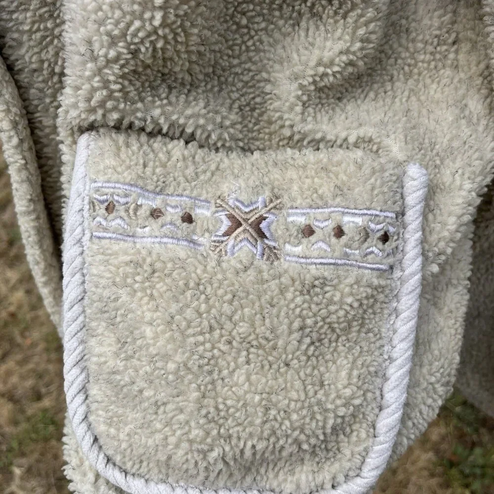 Vintage Y2K New York Sherpa Fleece Jacket Coat Alpine Embroidered Western Winter